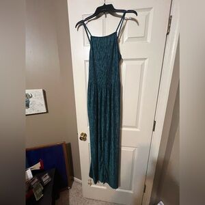 Live To Be Spoiled teal and sparkles jumpsuit size M